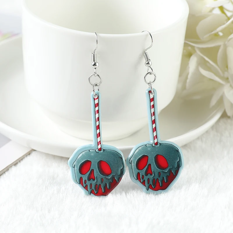 1Pair Christmas Earring Spooky Skull Hand Snake Champagne Holiday Decoration Drop Earrings For Women Jewelry