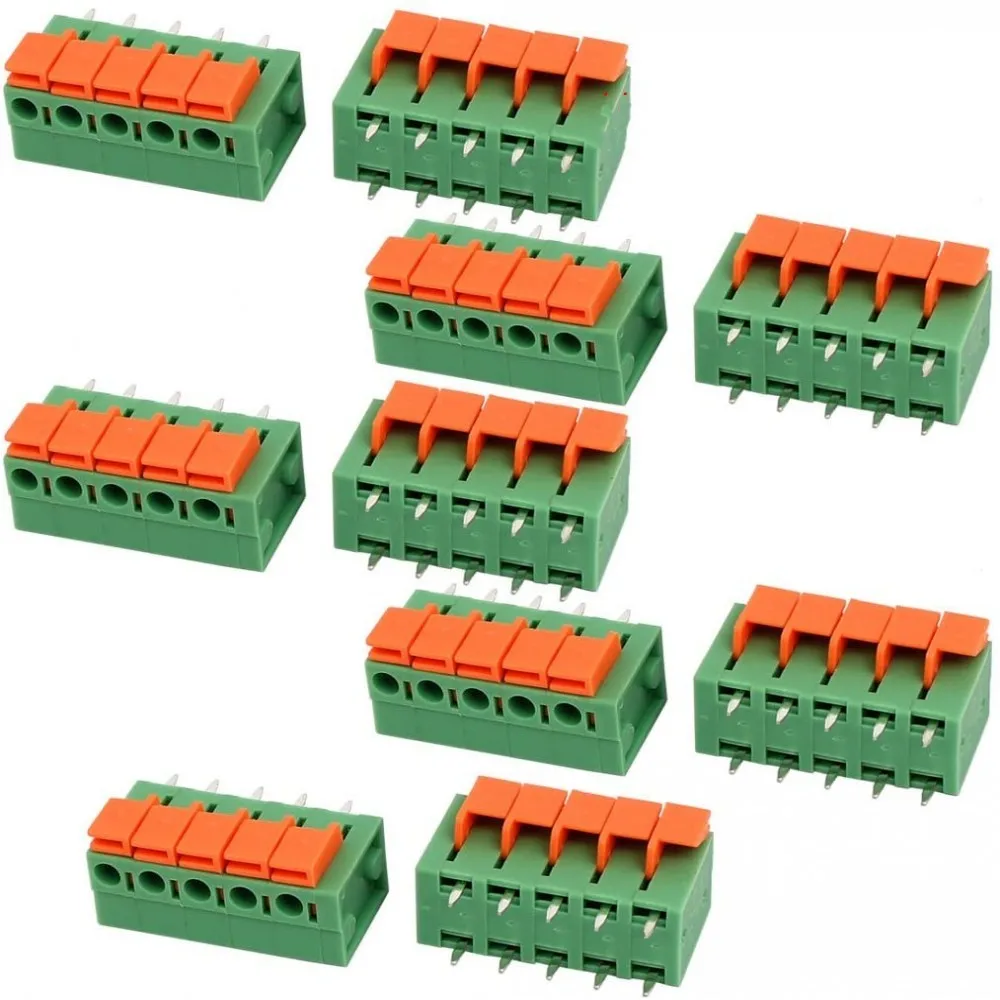 100PCS KF141R KF141V 2,54mm Pitch PCB Gerade/Gebogen Fuß Anschlüsse 2/3/4/5/6/7/8/9/10P Frühling Screless Terminal Blöcke Grün – Detail 6