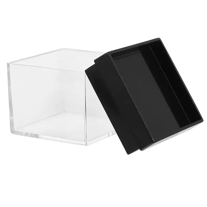 10Pcs Square Rock Mineral Display Boxes Plastic Transparent Display Case Jewelry Organizer Display Holder For Mineral Collection