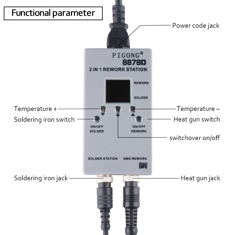 Hot air gun desoldering station two one LED Digital Portable BGA Rework Electronic phone repair tool Electricity soldering iron