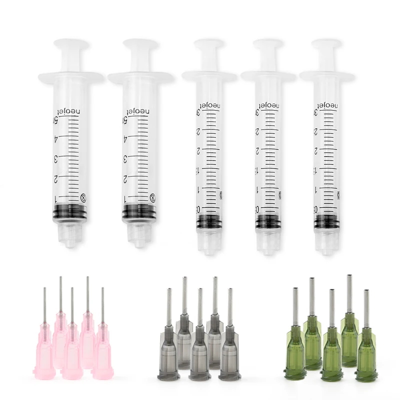 Value Pack 3ml 5ml Oil Or Glue Applicator Syringe with 3 Size Precision Tip For Flatback Rhinestones & Hobby Crafts Accessories