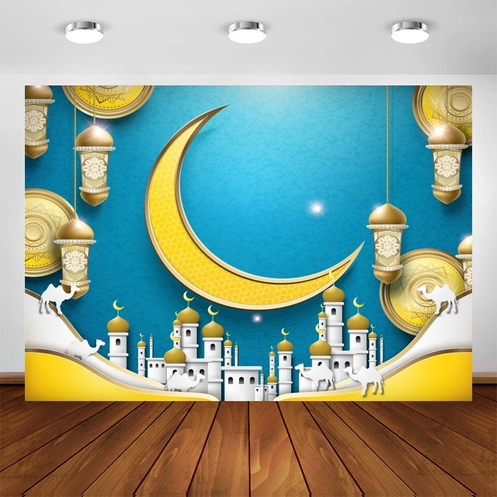 Yeele Eid Mubarak Background Islamic Mosque Muslim Ramadan Kareem Lantern Camel Vinyl Photography Backdrop Banner Photo Studio