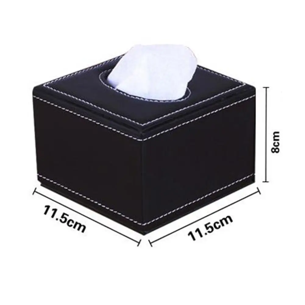 Box Cover Paper Napkin Holder Case Room Car Hotel Tissue Holder Waterproof Easy Cleaning Black Leather Living Room Bedroom