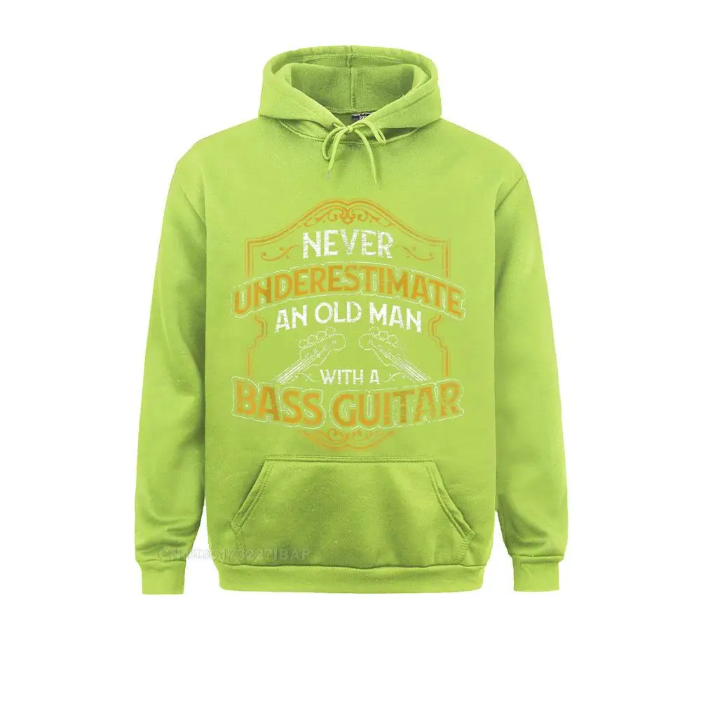 Never Underestimate An Old Man With A Bass Guitar Hooded Pullover Hoodies Graphic Novelty Long Sleeve Mens Sweatshirts Unique