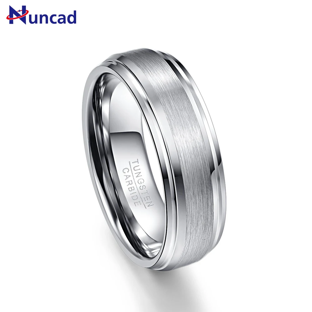 NUNCAD New Fashion Simple Men\'s 7mm Tungsten Carbide Ring Matte Finish Wedding Engagement Band Size 6 to 14 T022R