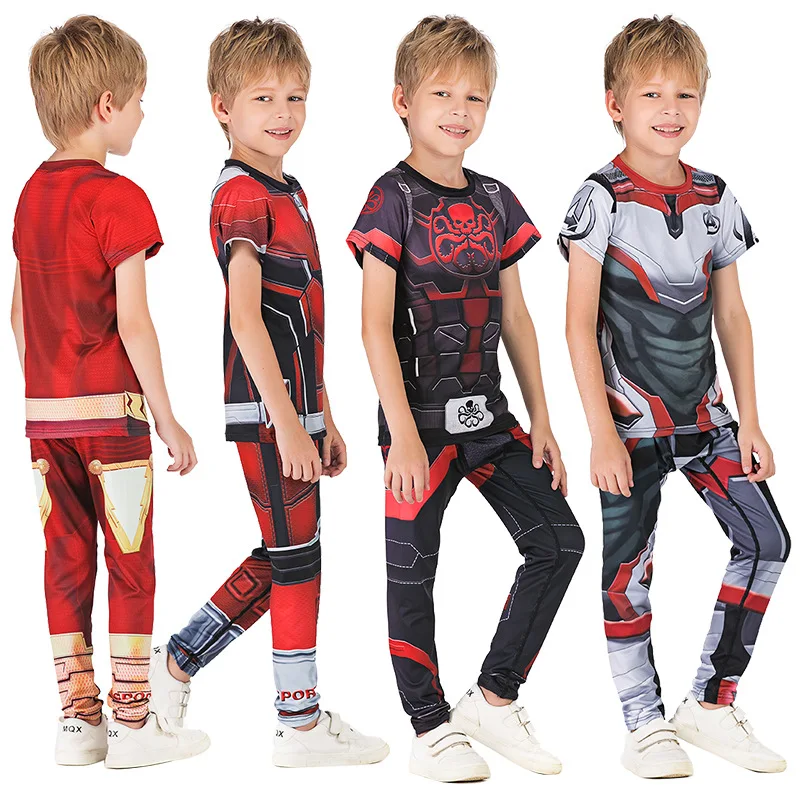 Kids MMA Boxing Set Compression Jerseys+Pants Children MMA Rashguard Training Tight T-Shirts Trousers Teenagers MMA Clothing