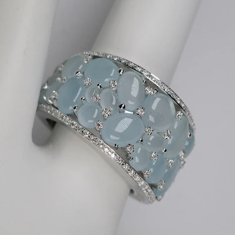 Cute Woman Rings Korean Fashion Gothic Inlaid With Imitation Jade Embedded Style Simple Elegant Gold Jewelry Anillos Mujer