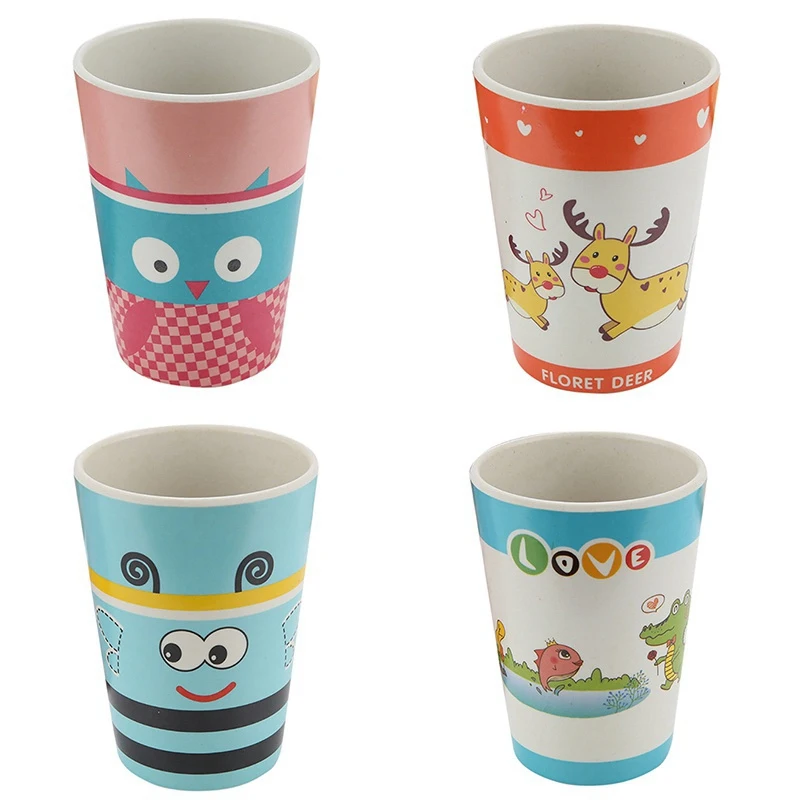 NEW Bamboo Fiber Children's Drinking Cup Cartoon Anti-skid Baby Water Cup Kids Non-slip Cartoon Baby Bamboo Fiber Feeding Mug