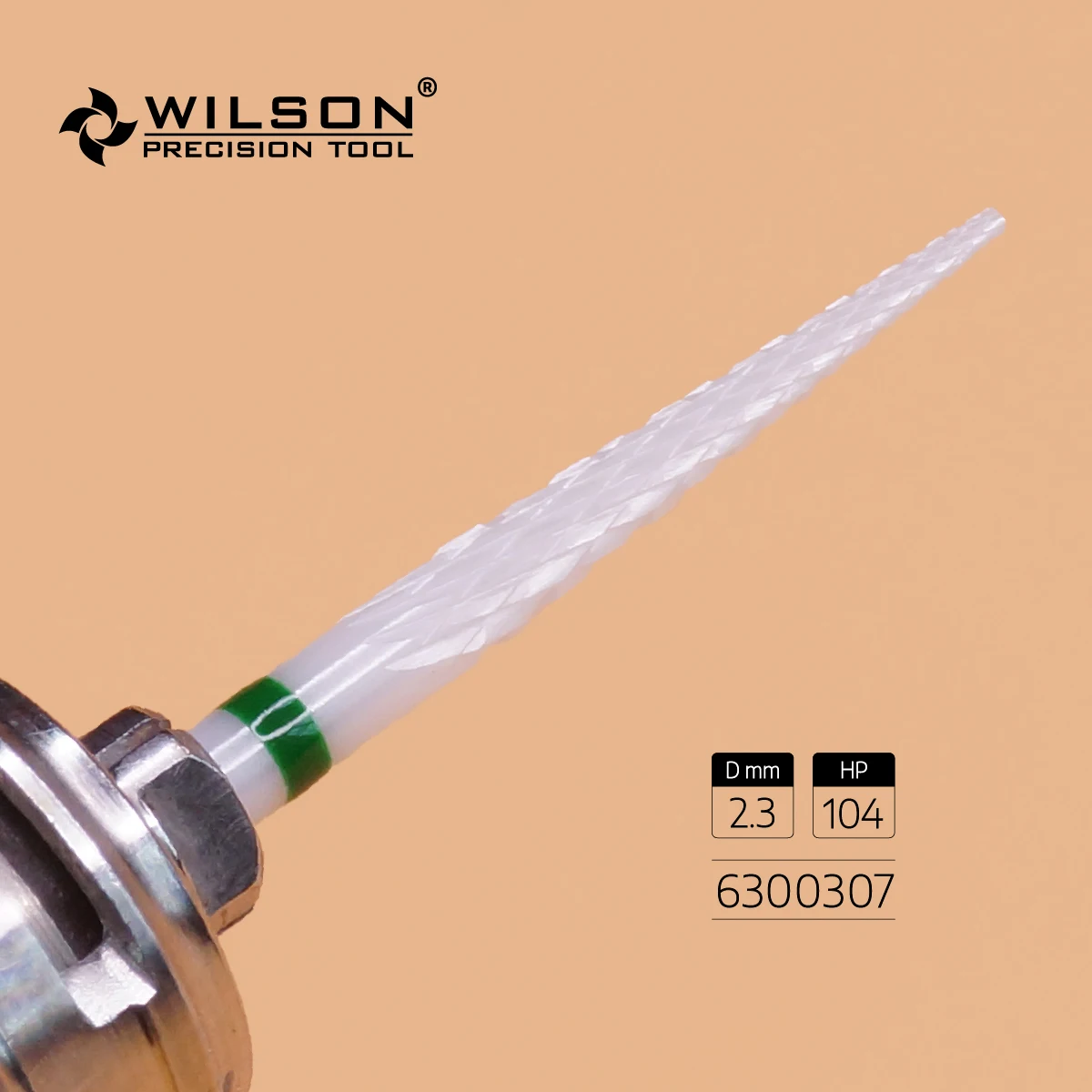 WilsonDental Burs Silm Cone - 2.3mm - Cross Cut - White Solid Zirconia Ceramic Dental Lab Burs