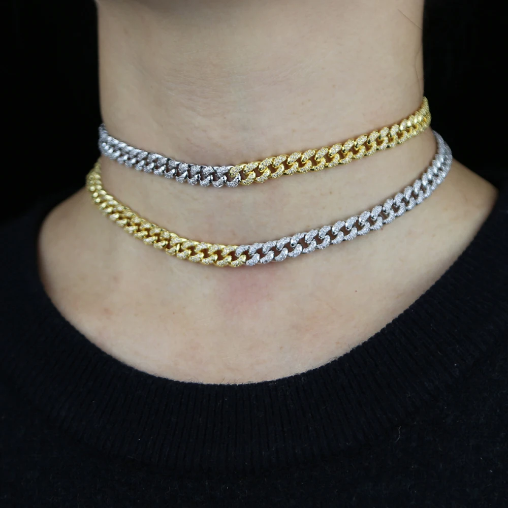 2026 New European Women Chain Jewelry Two Tone Gold Color Half White Half Yellow Micro Pave CZ Cuban Bracelet