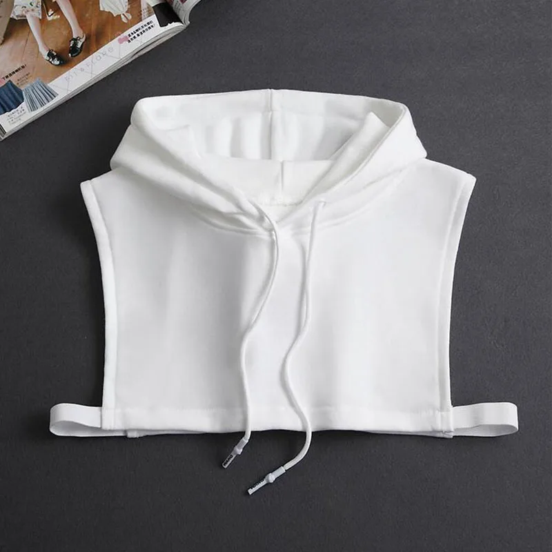 Hooded Detachable Women Shirt Fake Collar Stripe False Collars Woman Warm Half Shirt Women Black White Clothes Shirt Accessories