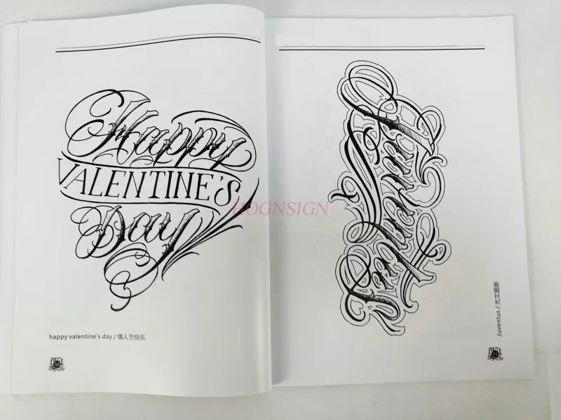 Tattoo equipment manuscript books Weird coffee tattoos Chicano flower body English alphabet font practical teaching calligraphy image 4