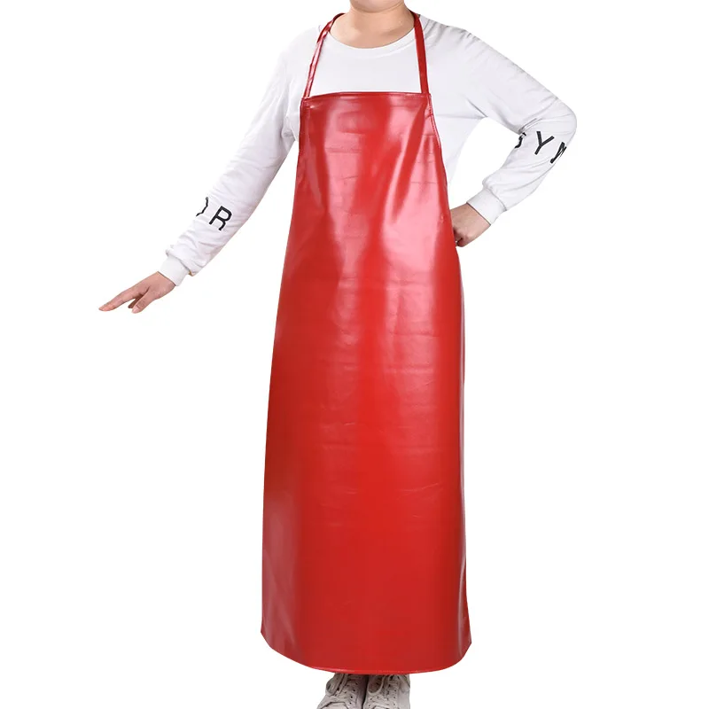 PU Soft Leather Apron Waterproof Oil-proof Adult Kitchen Cooking Waist Wear-resistant Overalls  Men and Women Enlarged Bib