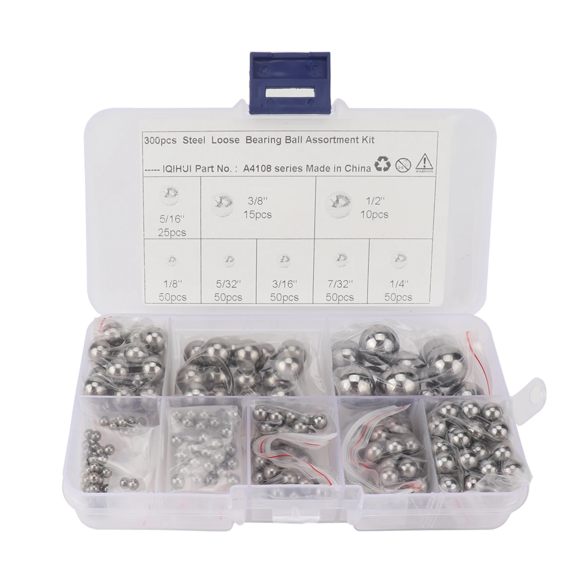 300 Pieces Of Hhigh-Precision G25 Bearing Steel Balls With 8 Specifications Applicable: Cars, Motorcycles, ATV mountain bikes