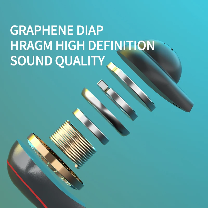 TWS 이어폰 무선 블루투스 5.0 헤드폰 방수 스포츠 헤드셋 마이크가있는 소음 감소 이어 버드