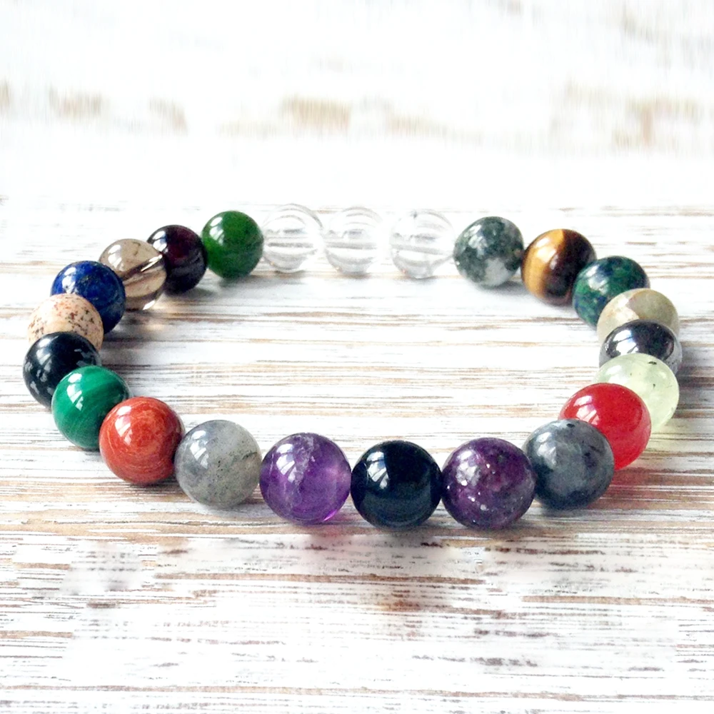 

Wholesale 8mm Mix Healing Crystals Energy Bracelet Tiger Eye Lapis Lazuli Bracelet A Grade Malachite Labradorite Mixed Bracelet