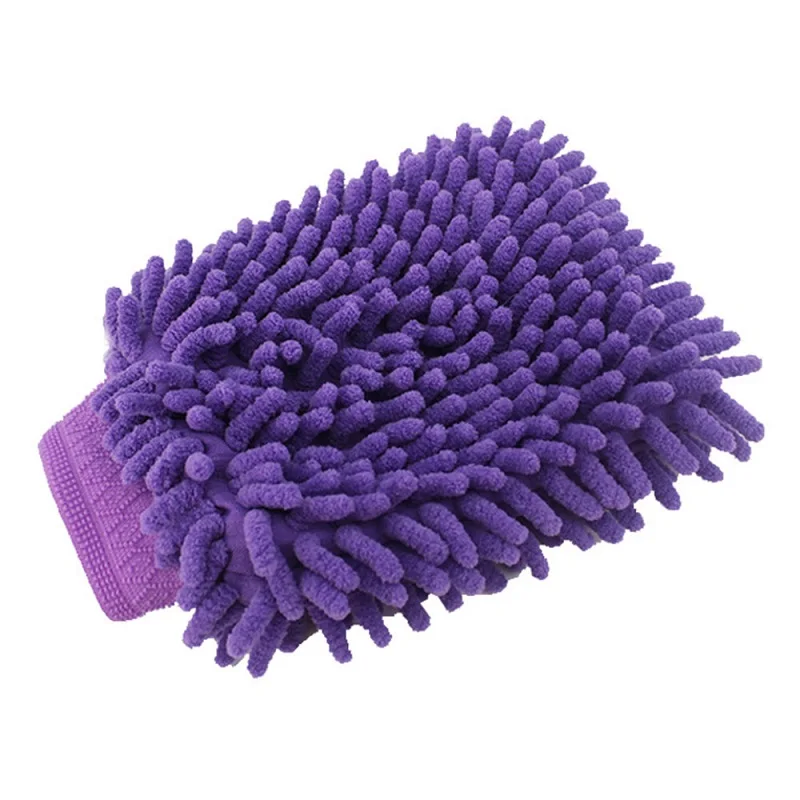 Hot sale 2 in 1 Ultrafine Fiber Chenille Microfiber Car Wash Glove Mitt Soft Mesh backing no scratch for Car Wash and Cleaning