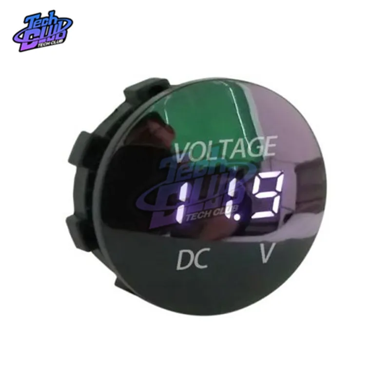 DC 5V-48V 3 Bits Digital Voltmeter Round Waterproof LED Panel Mini Digital Volt Voltage Meter Tester Monitor Display  For Car