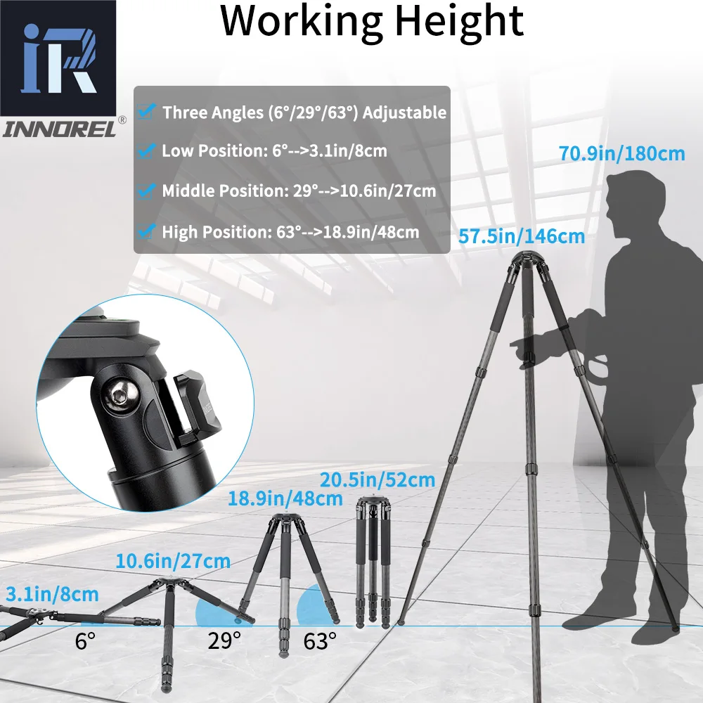 LT324C Professional 10 Layers Carbon Fiber Tripod Heavy Duty Lens Camera Stand for Portable Digital SLR Camera 75mm Bowl Adapter