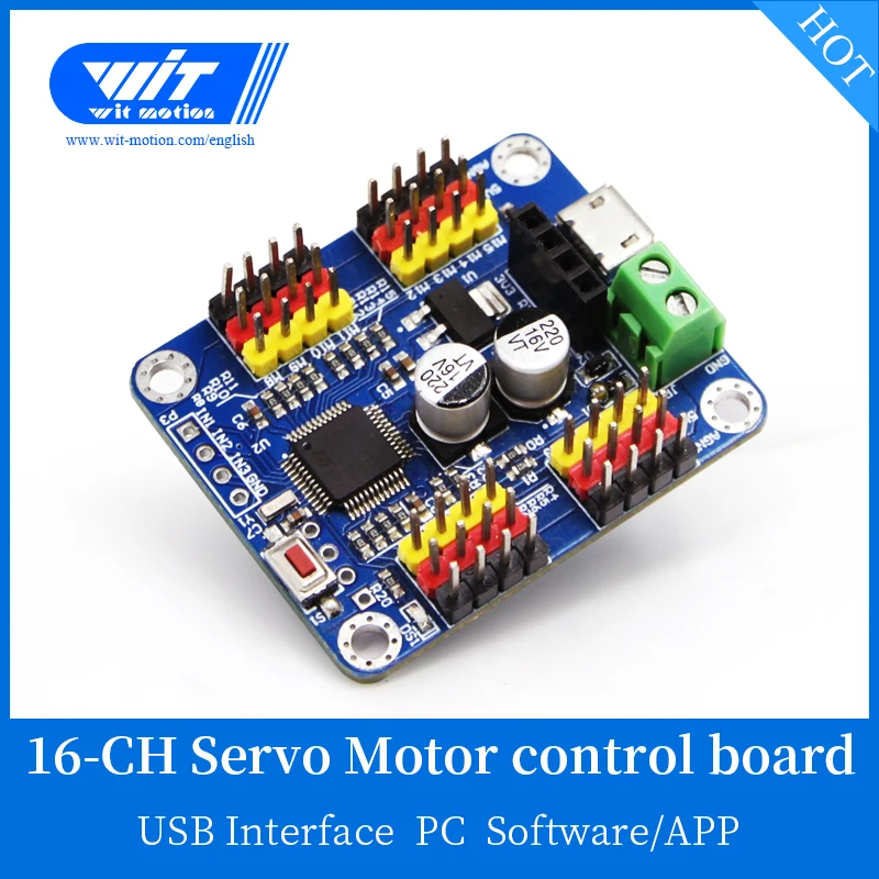 WitMotion 16 Channel Bluetooth PWM Modul Papan Pengontrol Driver Servo PCB Roda Gigi Kemudi untuk SG90 MG995 Arduino Robot dan Lainnya