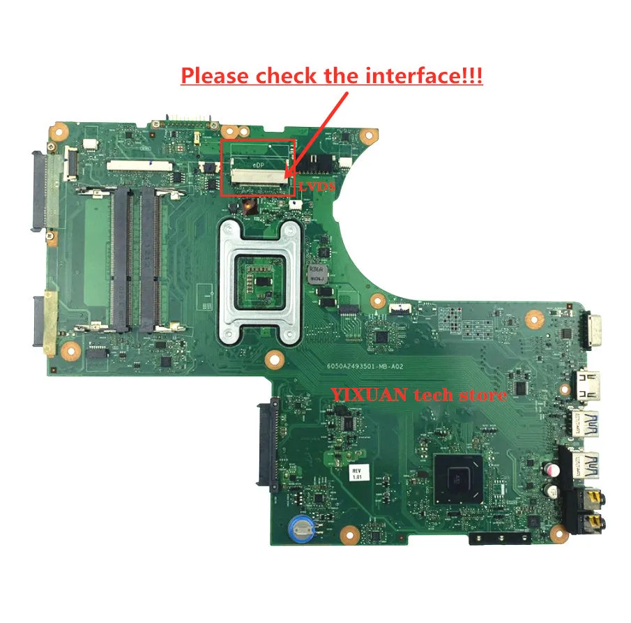 For Toshiba Qosmio X870 X875 Laptop Motherboard V000288020 6050A2493501 6050A2493501-MB-A02 HM76 DDR3 LVDS 100% test intact