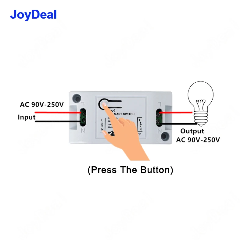 JoyDeal 433Mhz 86 Type Portable ON/Off Wireless Light Switch RF Remote Control AC 110V 220V Receiver 1CH Smart Wall Panel Switch