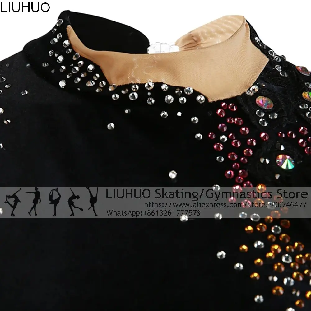 Figure Skating Dress Women Girls Velvet Rhinestones Competitions Dress Teens Kids Rhythmic Performance Ice Skating Dress