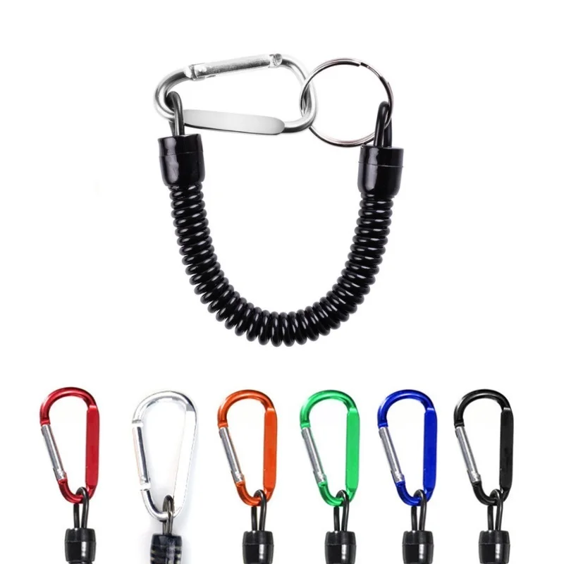 1Pcs Fishing Lanyards Tactical Lanyard Spring Rope Retention String Fishing Rope Camping Carabiner Secure Lock Tools Accessories