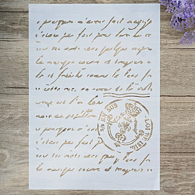 Rozmiar A4 DIY Craft nakładanie warstw francuski skrypt wzornik do malowania ścian Scrapbooking znaczek Album dekoracyjne tłoczenie kartka papierowa