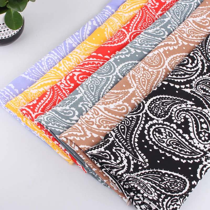 Vintage Paisley Chiffon Fabric for Sewing Clothes Ethnic Summer Dress Bandana Printed Fabric Per Meters