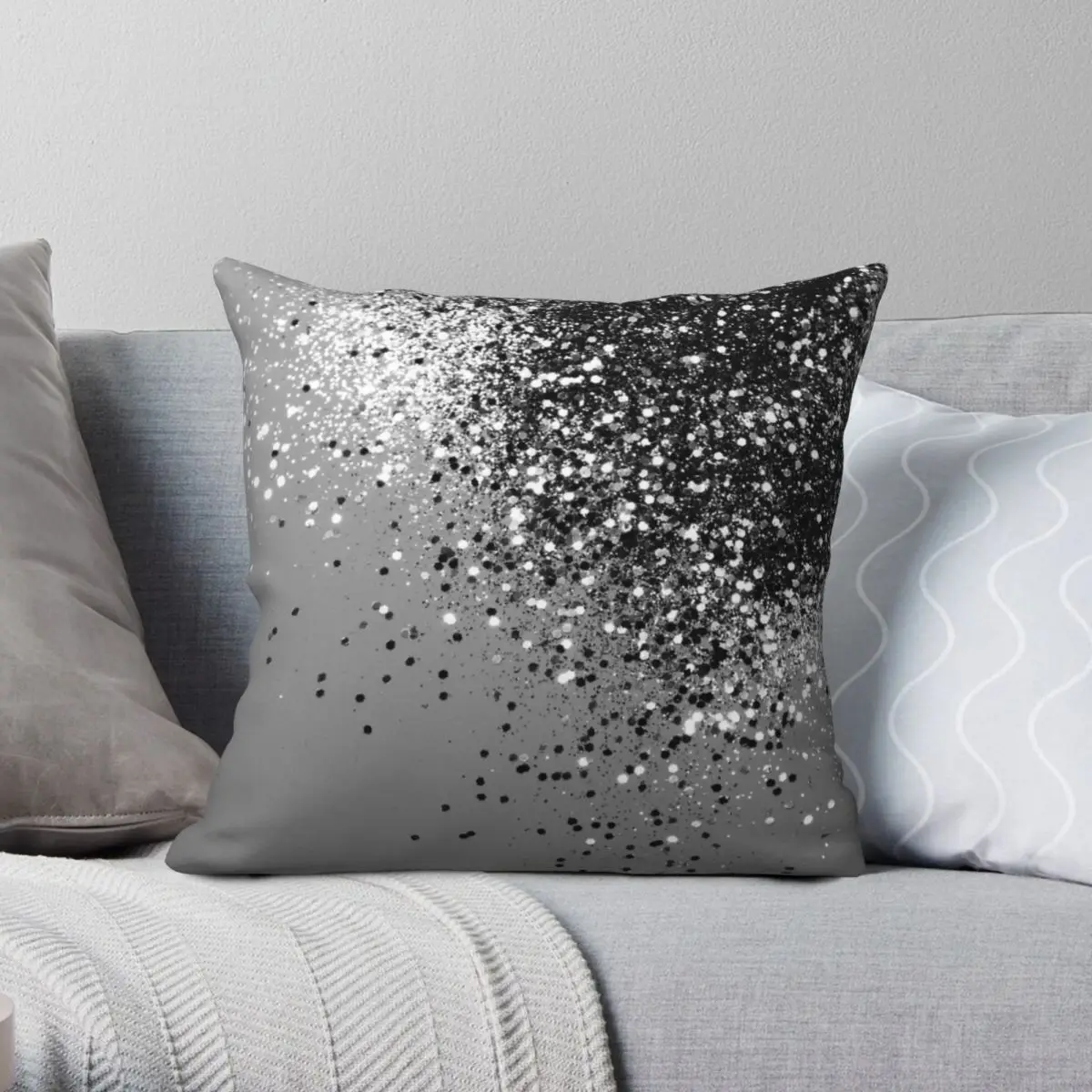 Sparkling Silver Gray Lady Glitter Square Pillowcase Polyester Linen Velvet Creative Zip Decor Bed Cushion Cover