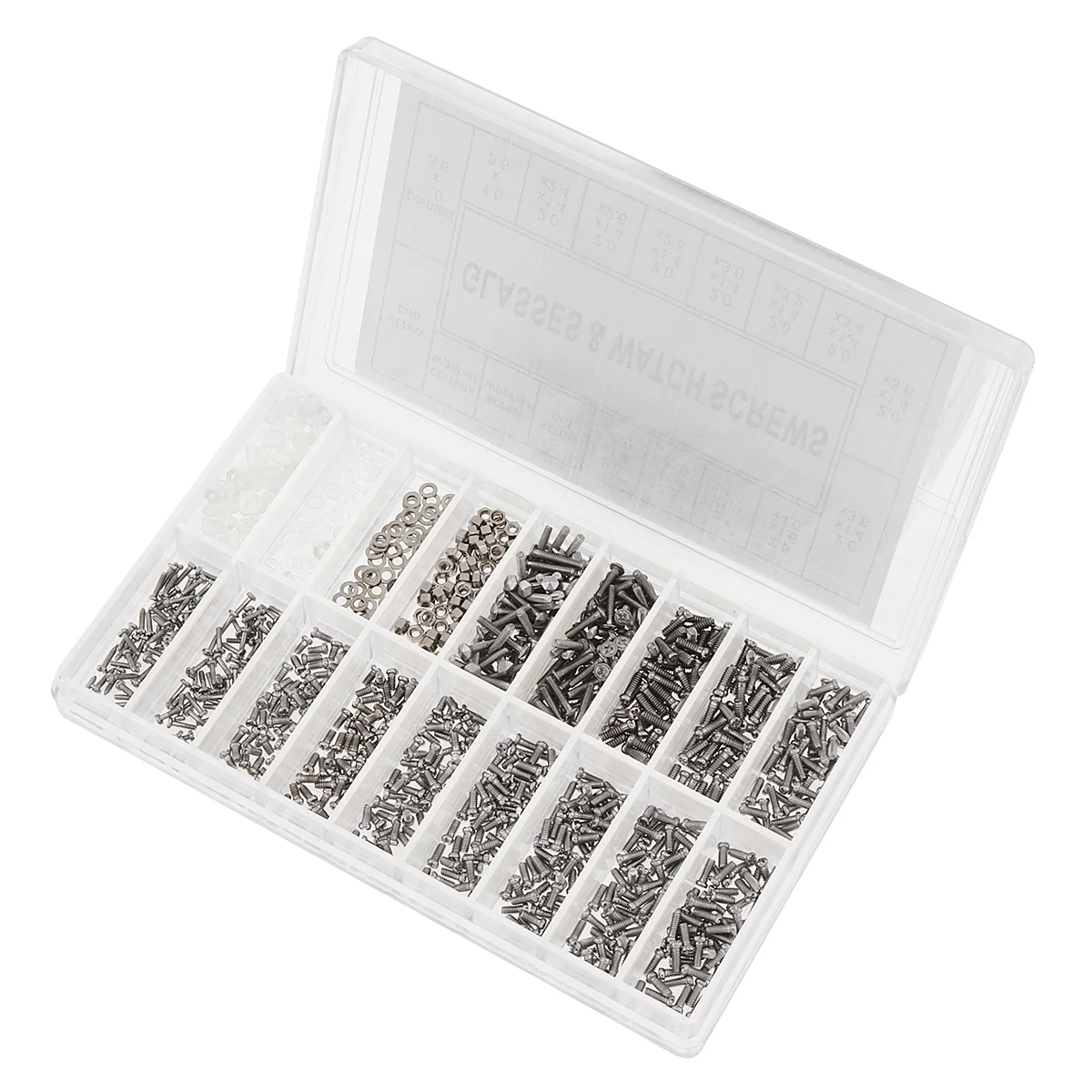 1000 pz/lotto in acciaio inox Boxed viti minuscole dado orologio occhiali Set di strumenti di riparazione kit con cacciavite e pinzette