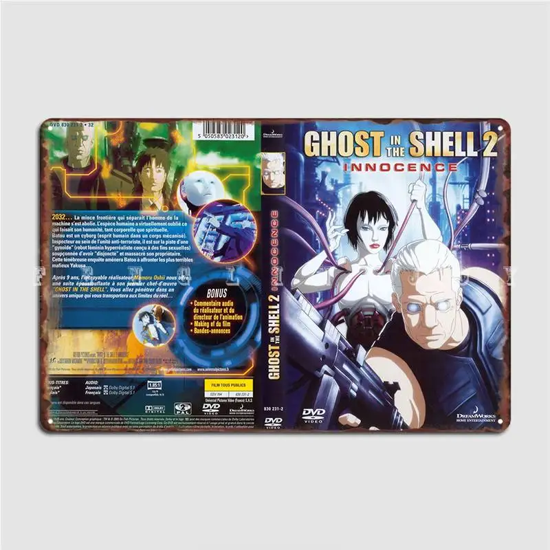 Ghost In The Shell 2 Innocence Dvd Cover Poster Metal Plaque Party Plaques Club Party Personalized Tin Sign Poster