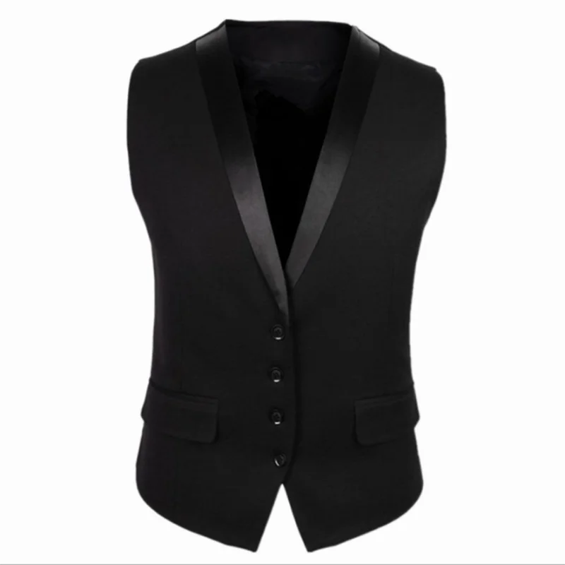 Men\'s Suit Vest Lapel 4 Button Retro Solid Color Sleeveless Slim Fit Waistcoat Steampunk