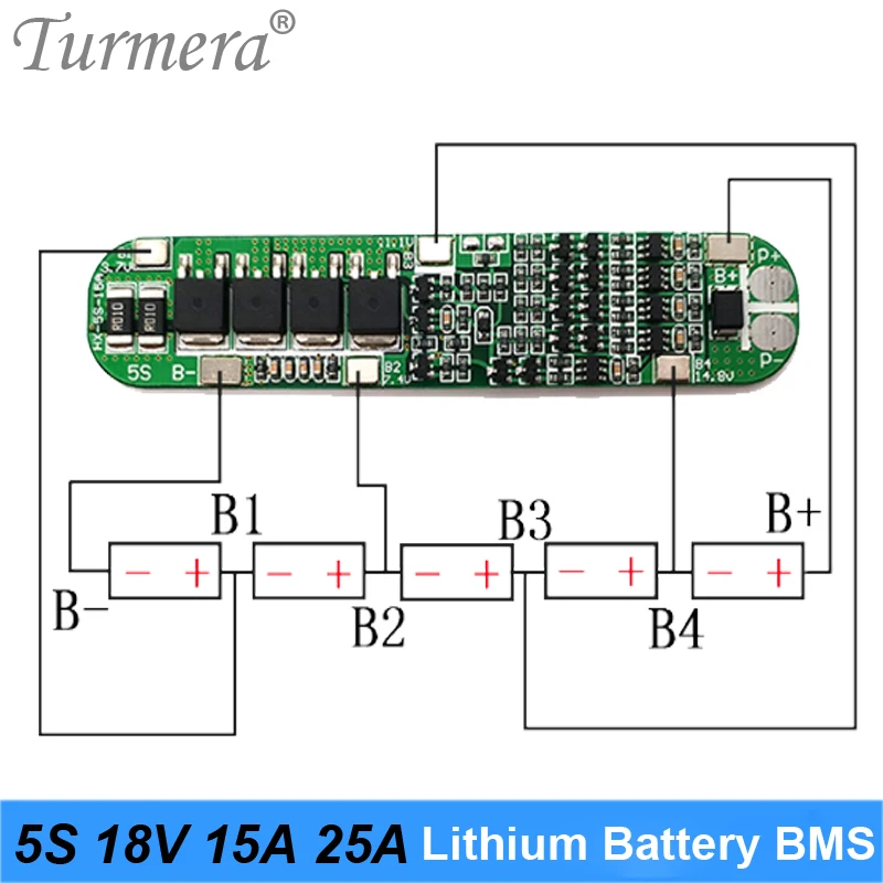 Placa 15a 25a da bateria de lítio de 5S 18v bms para 18650 bateria chave de fenda carregador proteção placa 18v 21v circuito de proteção celular
