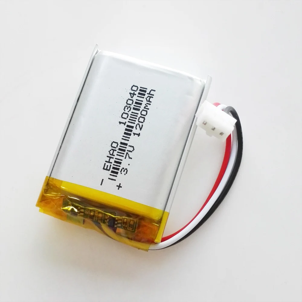 3.7V 1200mAh Lipo Rechargeable Battery 103040 + JST 3pin 2.0 Plug For Camera MP3 DVD GPS PSP Bluetooth Speaker Power Bank