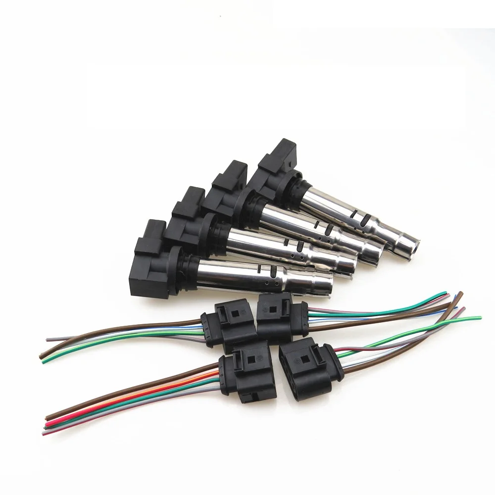 

FHAWKEYEQ 4 Sets Spark Plug Ignition Coil Cabl For VW Passat Jetta CC Polo Golf Caddy Beetle Tiguan Touran 036905715F 036905715G