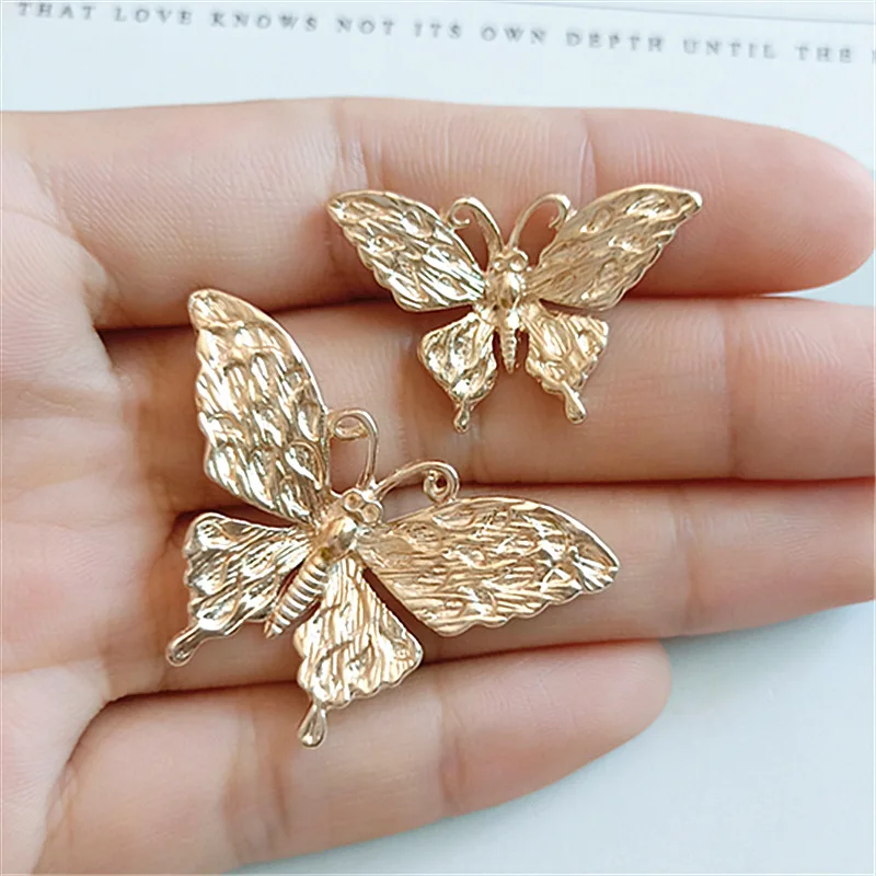 10pcs/lot Alloy Golden Butterfly Pendant Buttons for diy Handmade Hair Jewelry Accessories Brooch Bag Shoes Box Mobile Phone