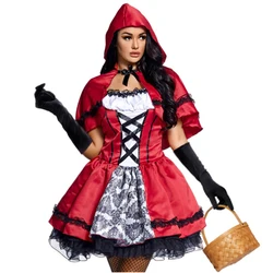 Multiple Carnival Halloween Lady Little Red Riding Hood Costume Classic Vintage Clubwear Play Suit Cosplay Fancy Party Dress