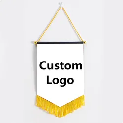 Custom Logo Square Football Team Flag Customized Exchange Flag Pennant Hanging Honor Silk Banner