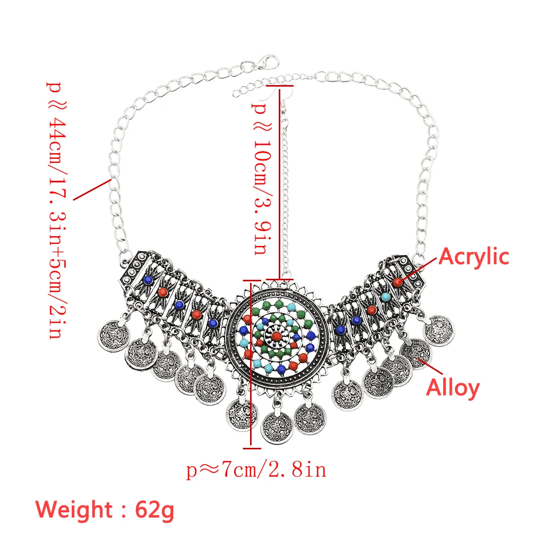 Bohemia Coin Bead Head Chain Headdress Colorful Beads Hair Accessories Gypsy Tribal Ethnic Turkish Egypt India Jewelry Gift