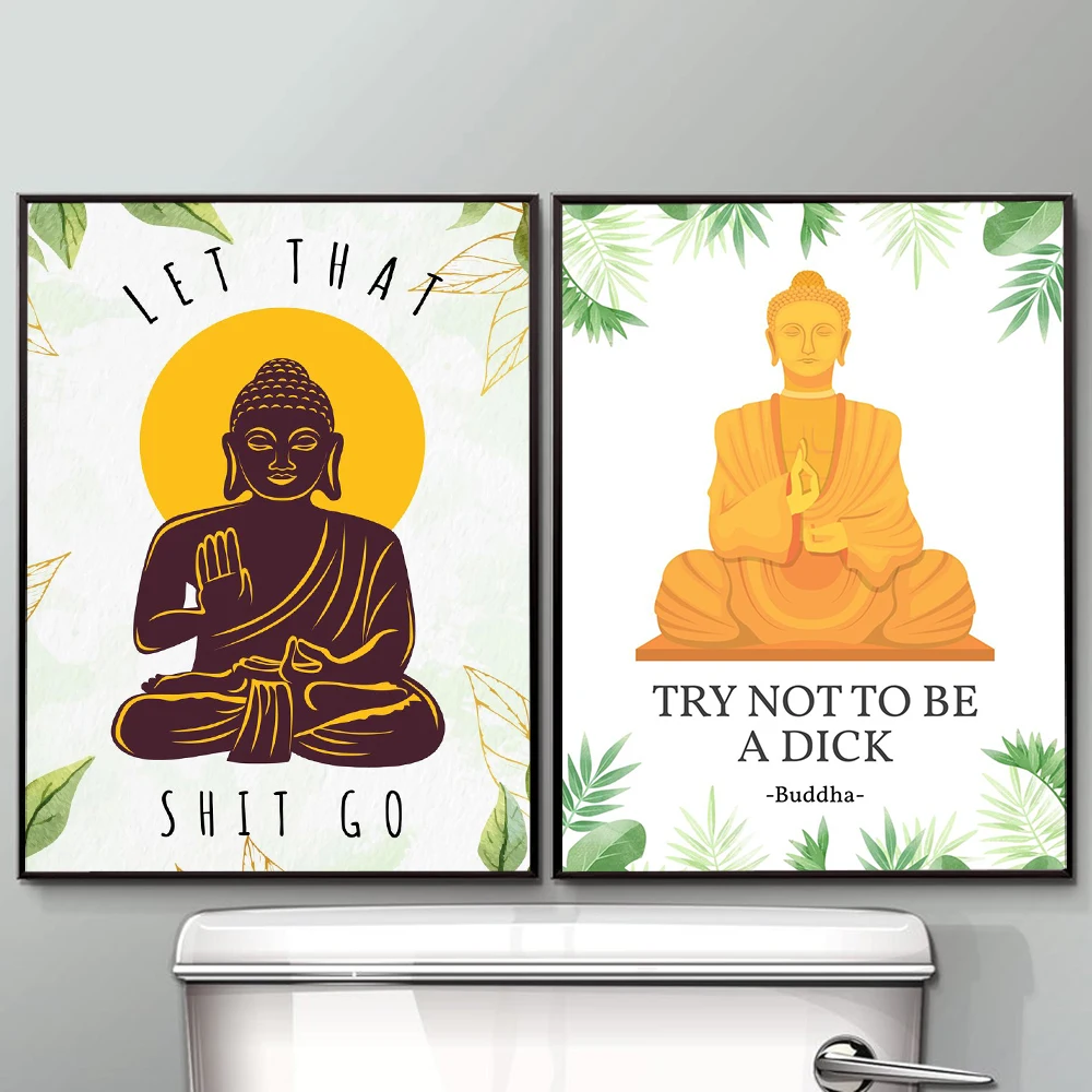 Funny Bathroom Sign Canvas Prints And Poster Let that Shit Go Quote Bathroom Art for Female Painting Wall Picture Bathroom Decor