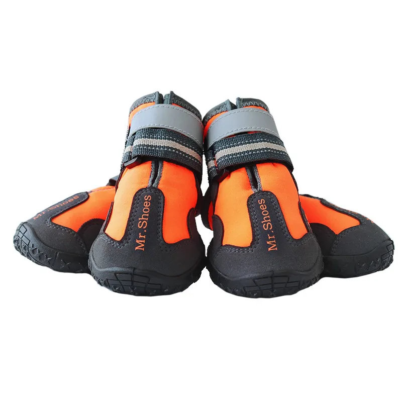 Waterproof Dog Shoes Anti-Slip Reflective Running Shoes For Small Dogs Large Dogs Black Orange Winter Pet Shoes For Dogs