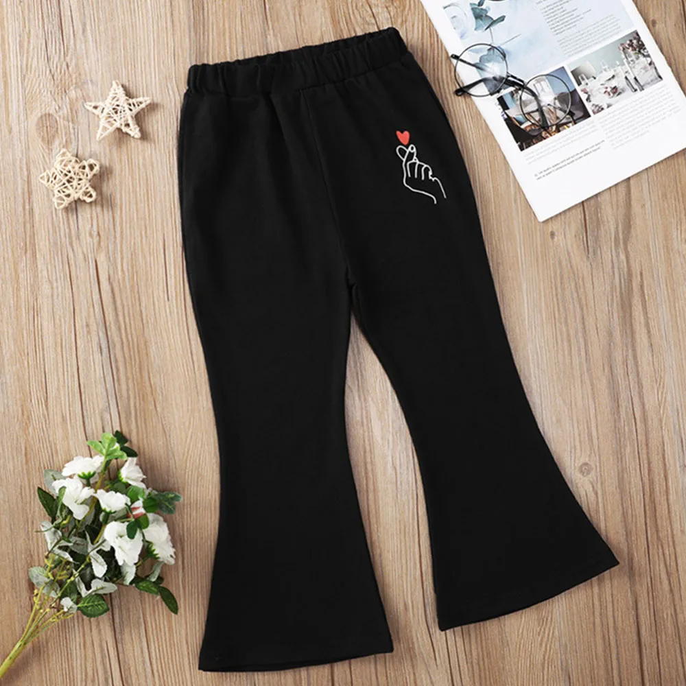 

Fashion Boot Cut Pant Girls Casual Long Trousers Elastic Waist Baby Girl Flare Pants Slim Fit Bell Bottom Pants Infant Leggings