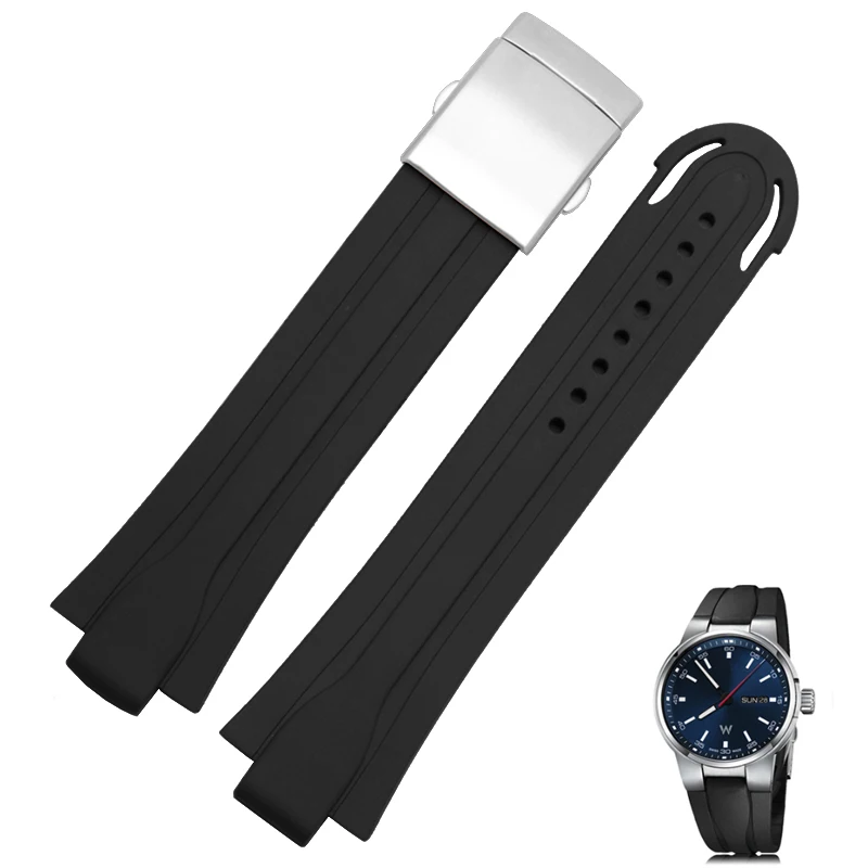 24*11mm Waterproof Watchband Rubber Silicone Strap for Oris Watch Diving Sport Watchstrap Black for AQUIS Bracelet Double Buckl