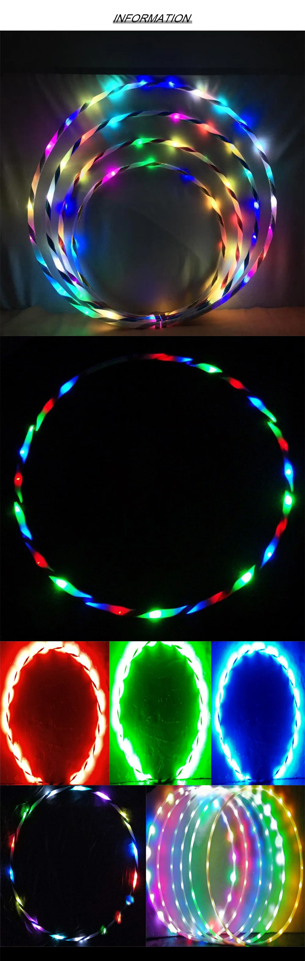 Led Hoops Sport Hoop Mit LED Licht Gymnastic Hoop Bunte Kunst Zeigen Fitness Hoop Frauen Lose Gewicht Home Gym Fitness Ausrüstung – Detail 1