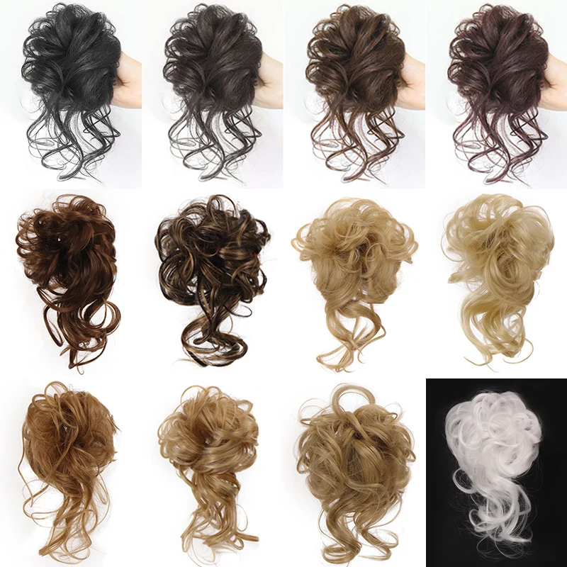 AILIADE Scrunchies Messy Hair Bun Chignon Hair Band Elastic band bundle Hairpiece Tail For Women Synthetic Wrap Curly Ponytail