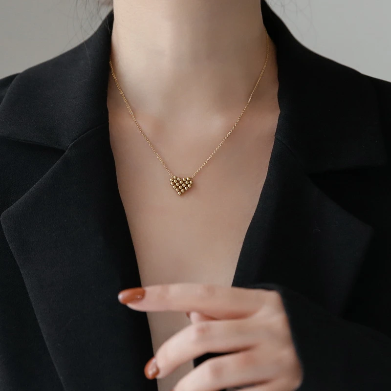 YUN RUO Not Fade 18 K Gold Plated Heart Choker Pendant Necklace Fashion Sexy Titanium Stainless Steel Jewelry Woman Accessory
