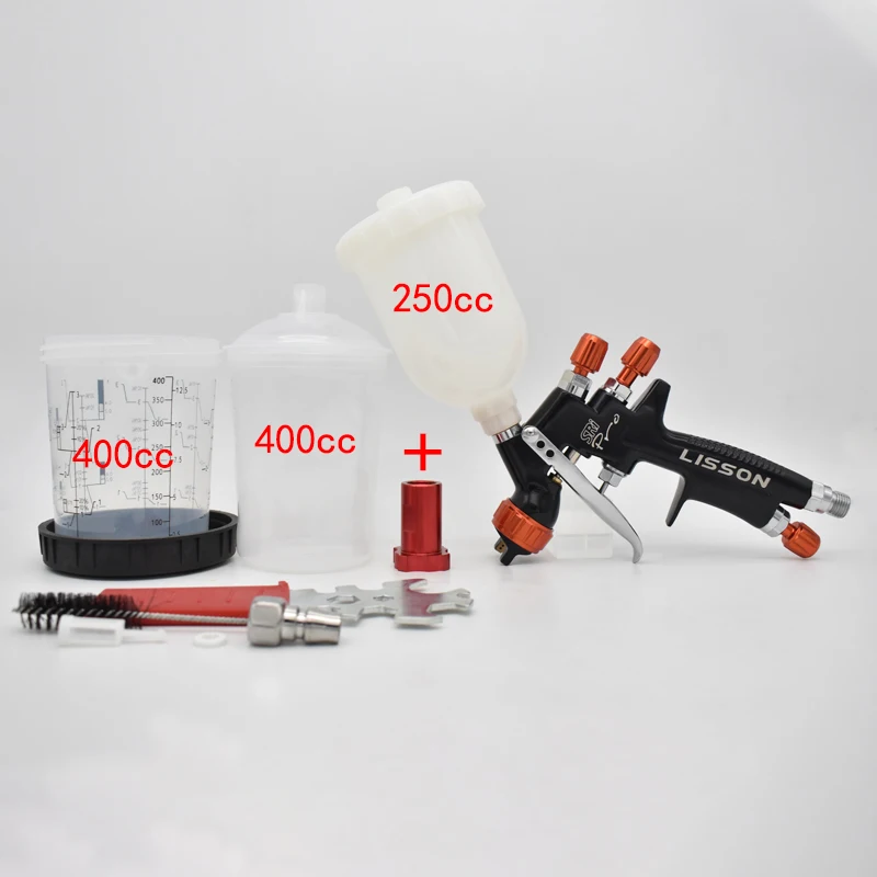 spray gun mini paint gun 1.2mm 250ml and 400cc pps cup with spray gun adapter Gravity spray gun Suitable for Car truck painting