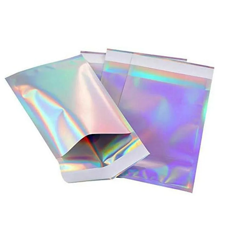 1000Pcs/Lot Colorful Laser Mailing Bags Self Sealing Plastic Envelopes Storage Bag Clothes Poly Adhesive Courier Packaging Bags